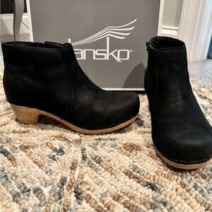 Dansko Lizanne black ankle bootie.